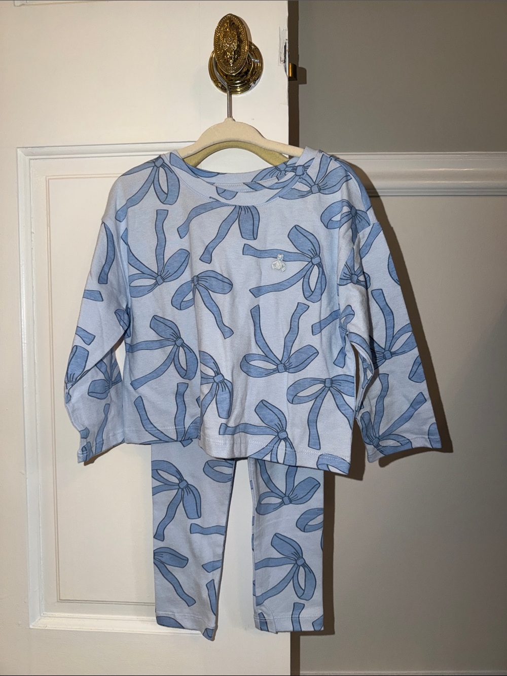 NWT GAP Light Blue Bow-Print Pajama Set, 2T